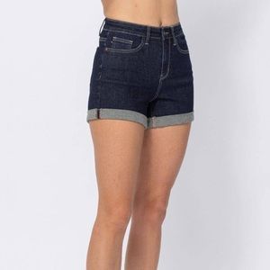 Judy Blue Open Seam Cuff Shorts Dark Blue NWT Small, Medium or 2X